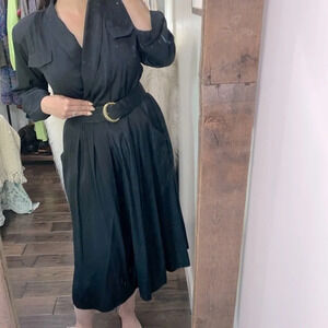 Vintage black collared maxi dress size 15-16